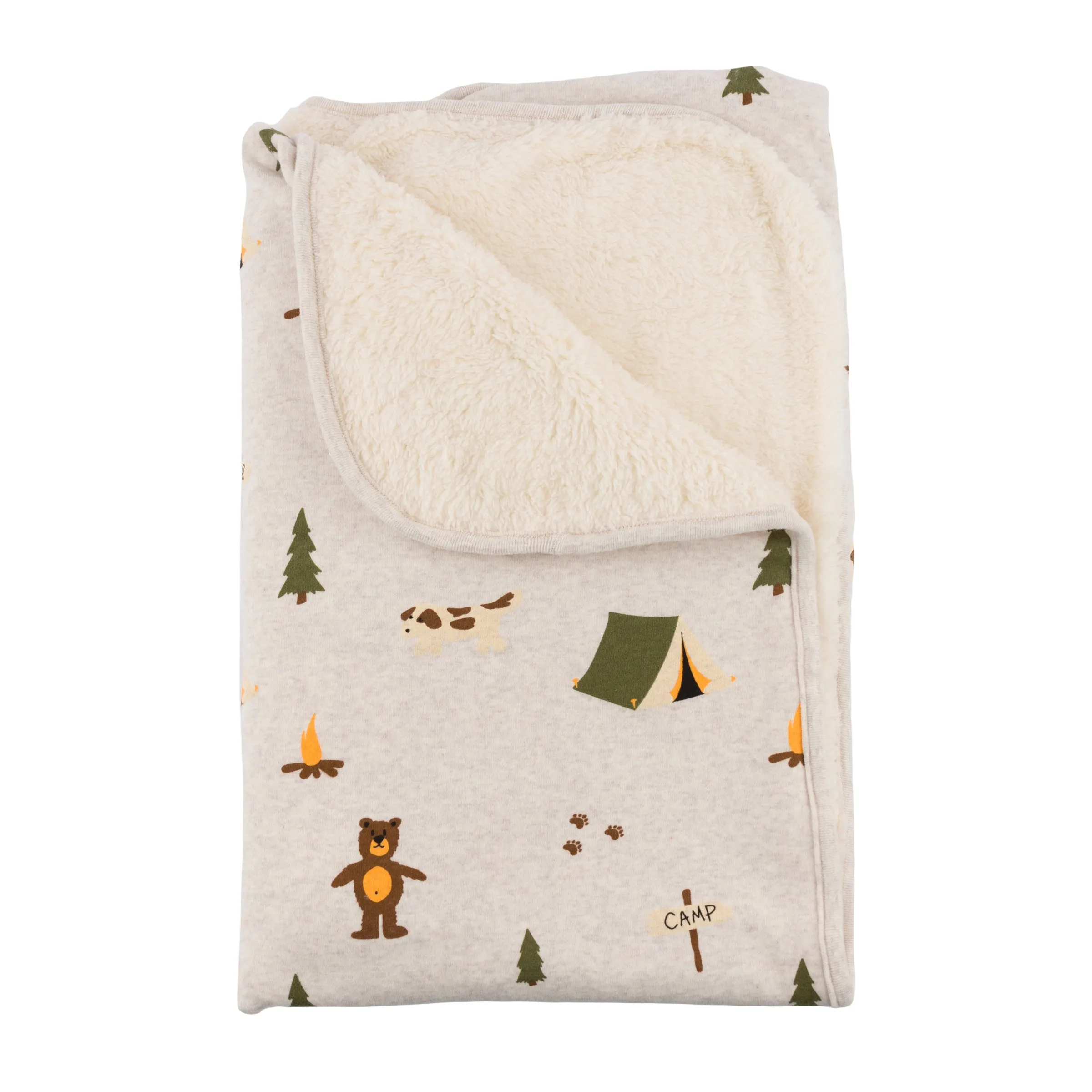 oh baby! Snowdrift Layette Blanket - Camping Print - Malt