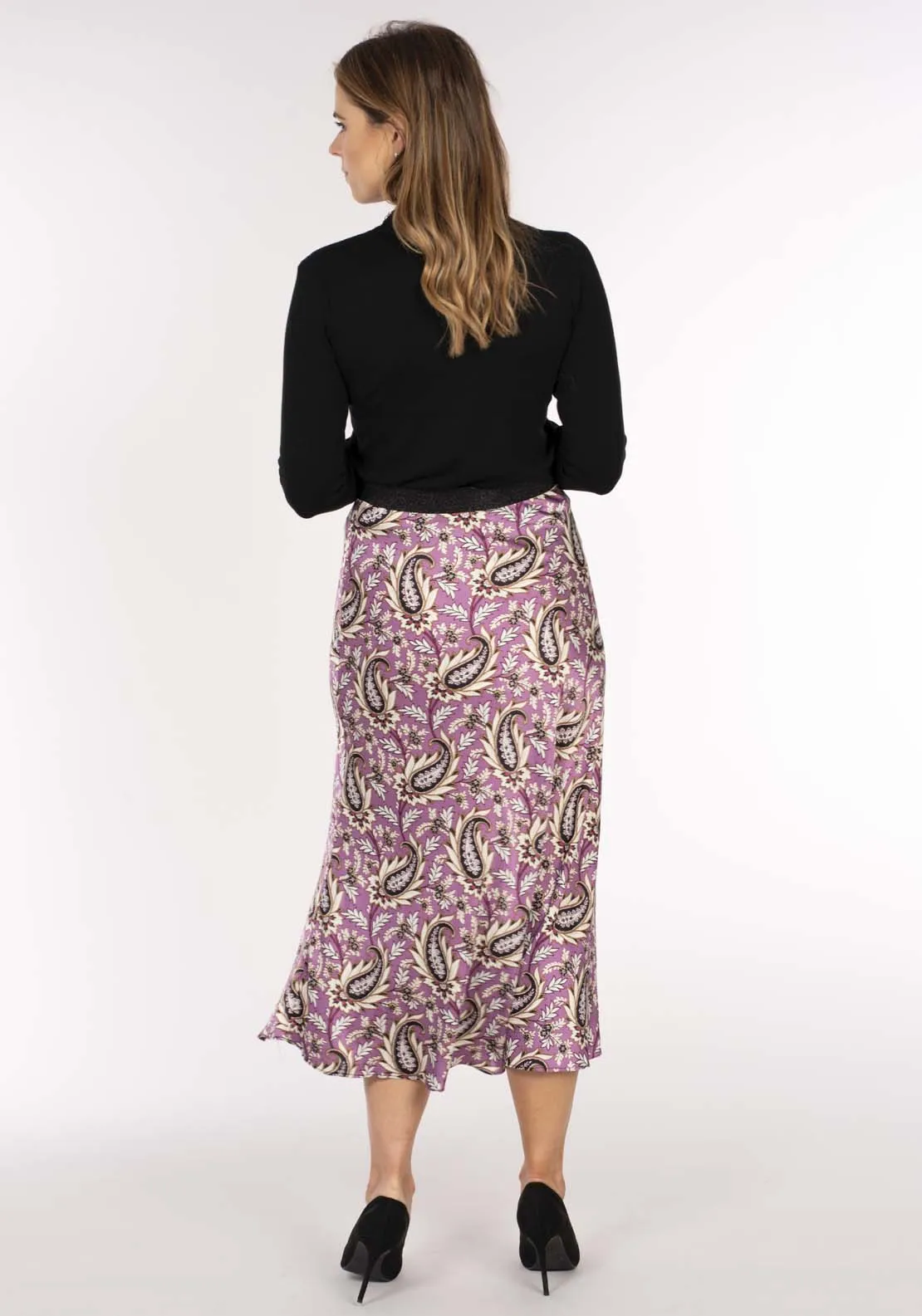 Paisley Print Skirt - Pink / Black