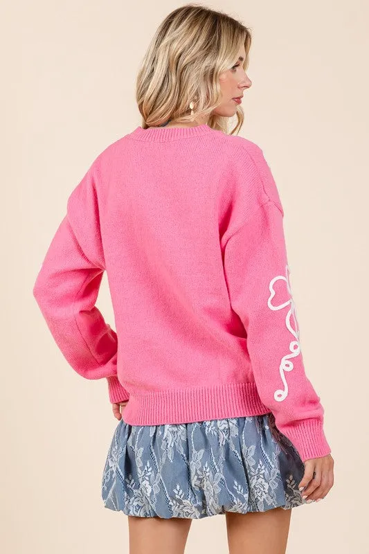 Plus Floral Embroidered Knit Sweater