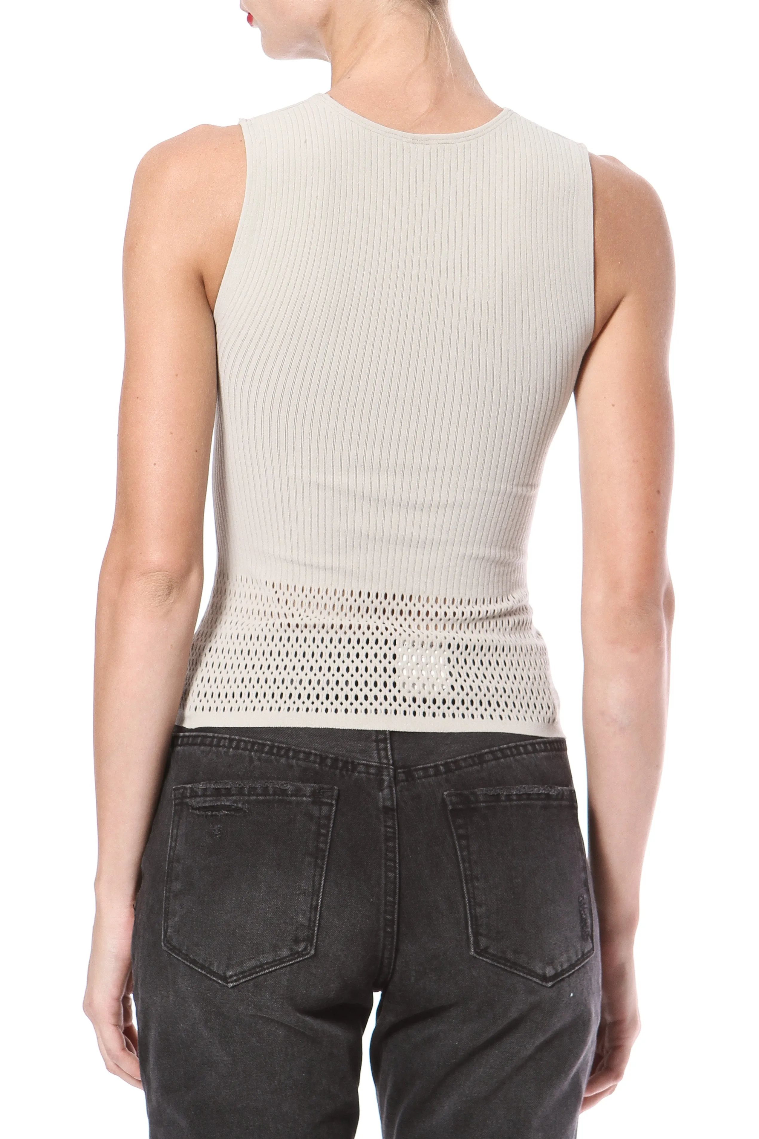 Pointelle Stitch Seamless Knit Top