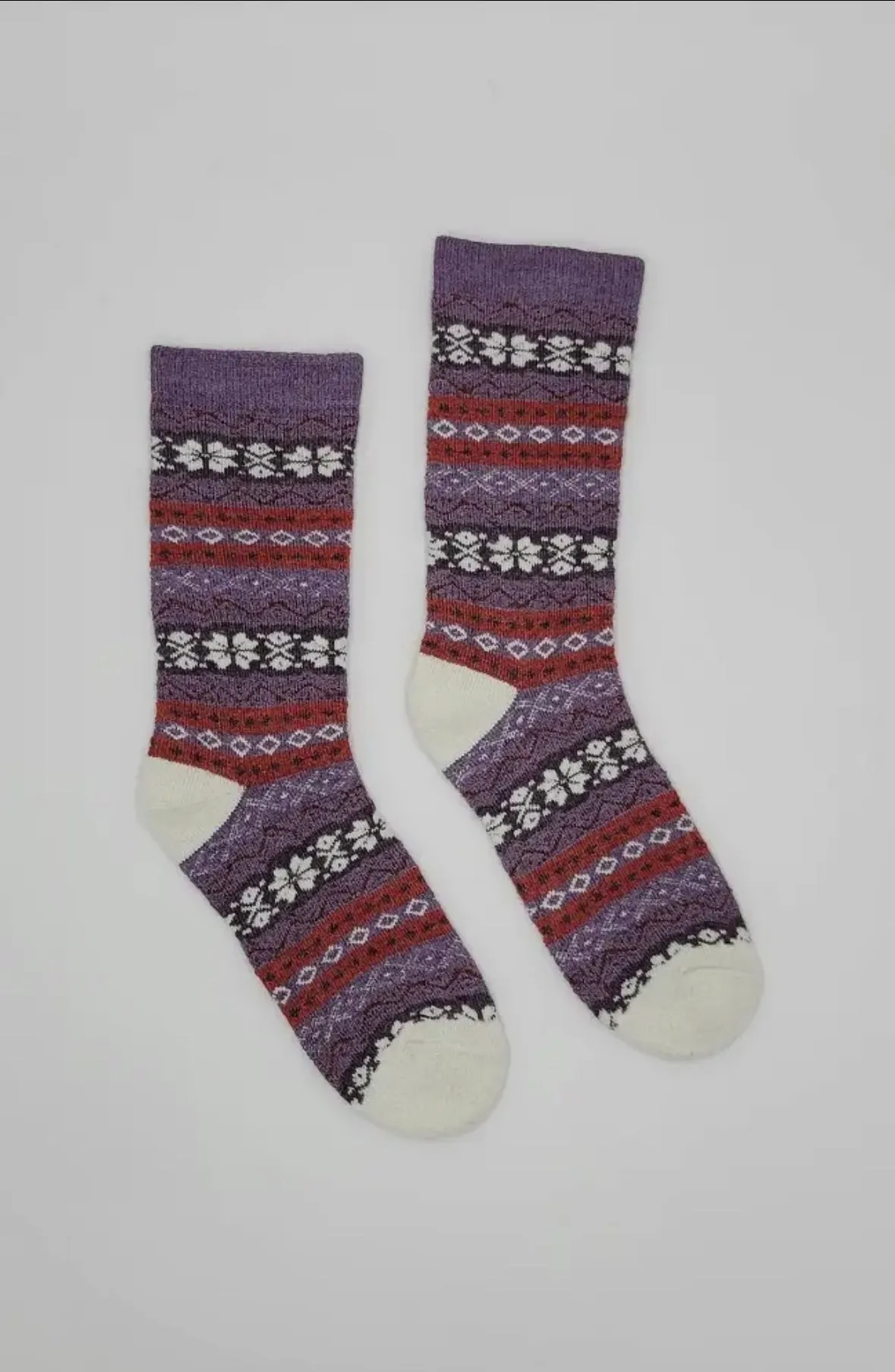 Purple Fair Isle | Alpaca Socks | Full Cushion