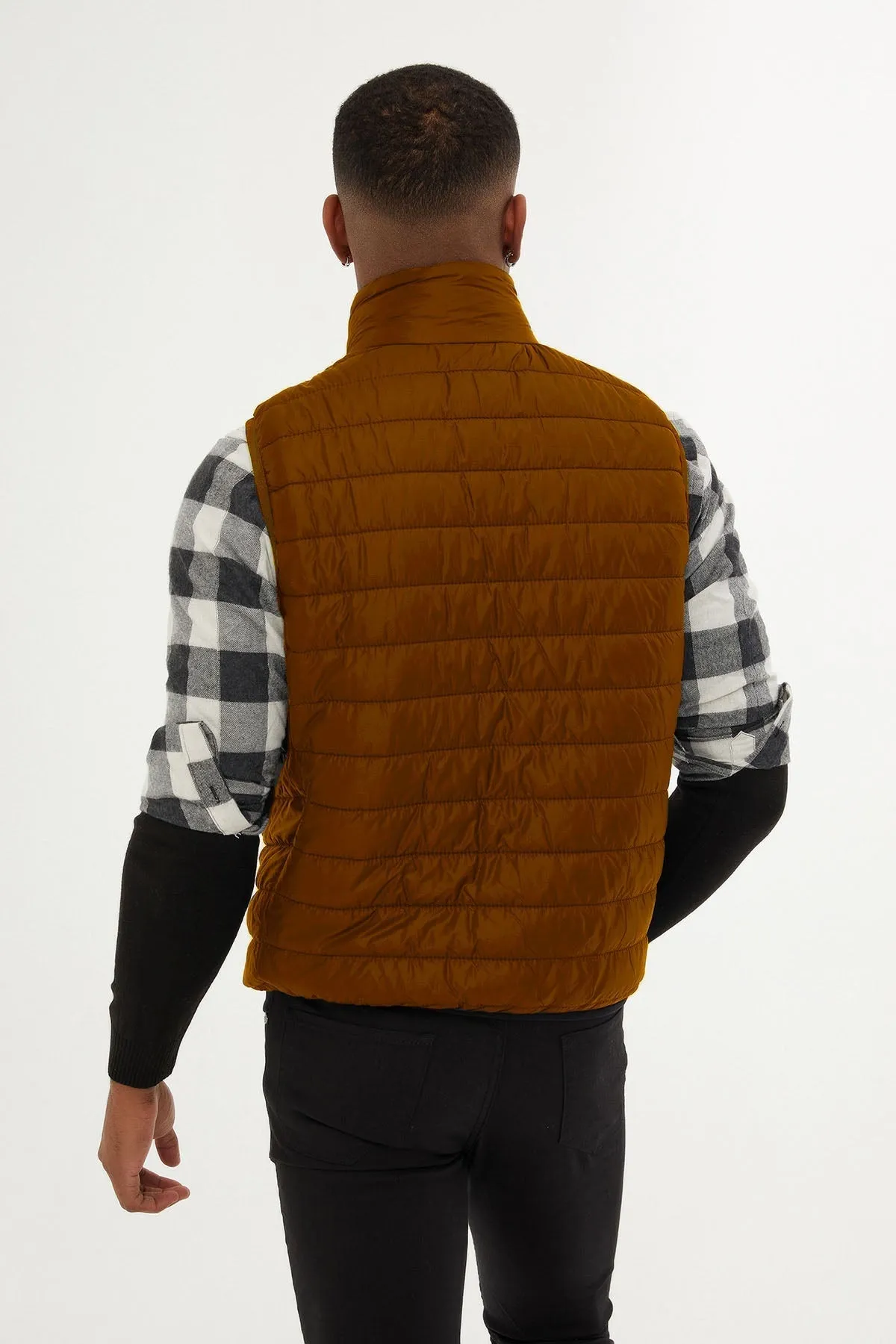 Slim Fit Padded Down Like Black Padded Vest, Brick 4