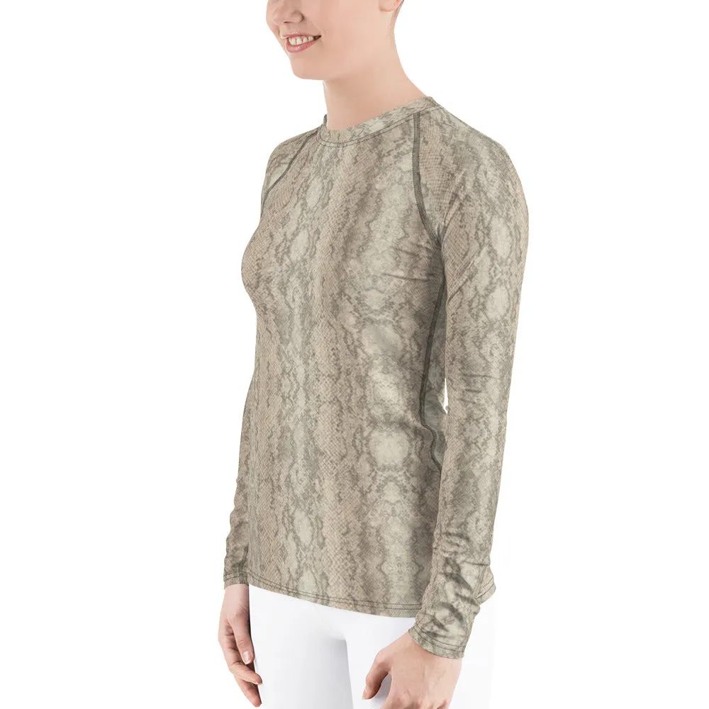 Snake Print Long Sleeve Tops