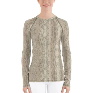 Snake Print Long Sleeve Tops