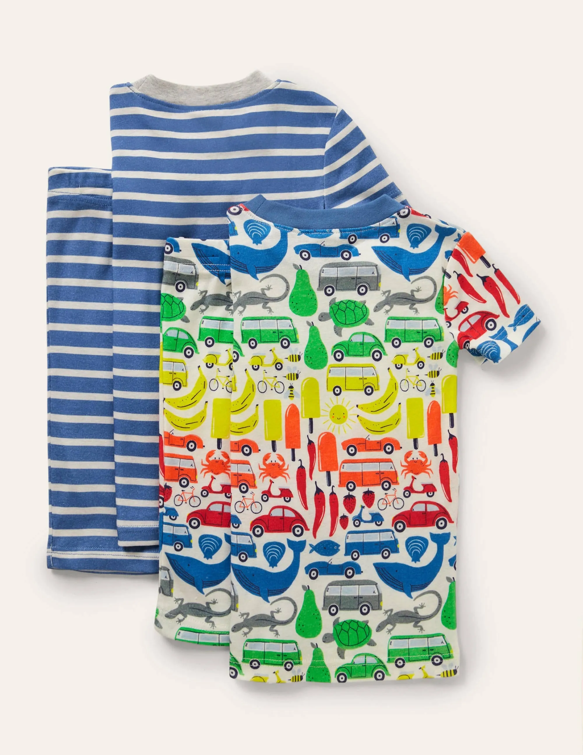 Snug Twin Pack Short Pyjamas-Ivory Rainbow Road Trip