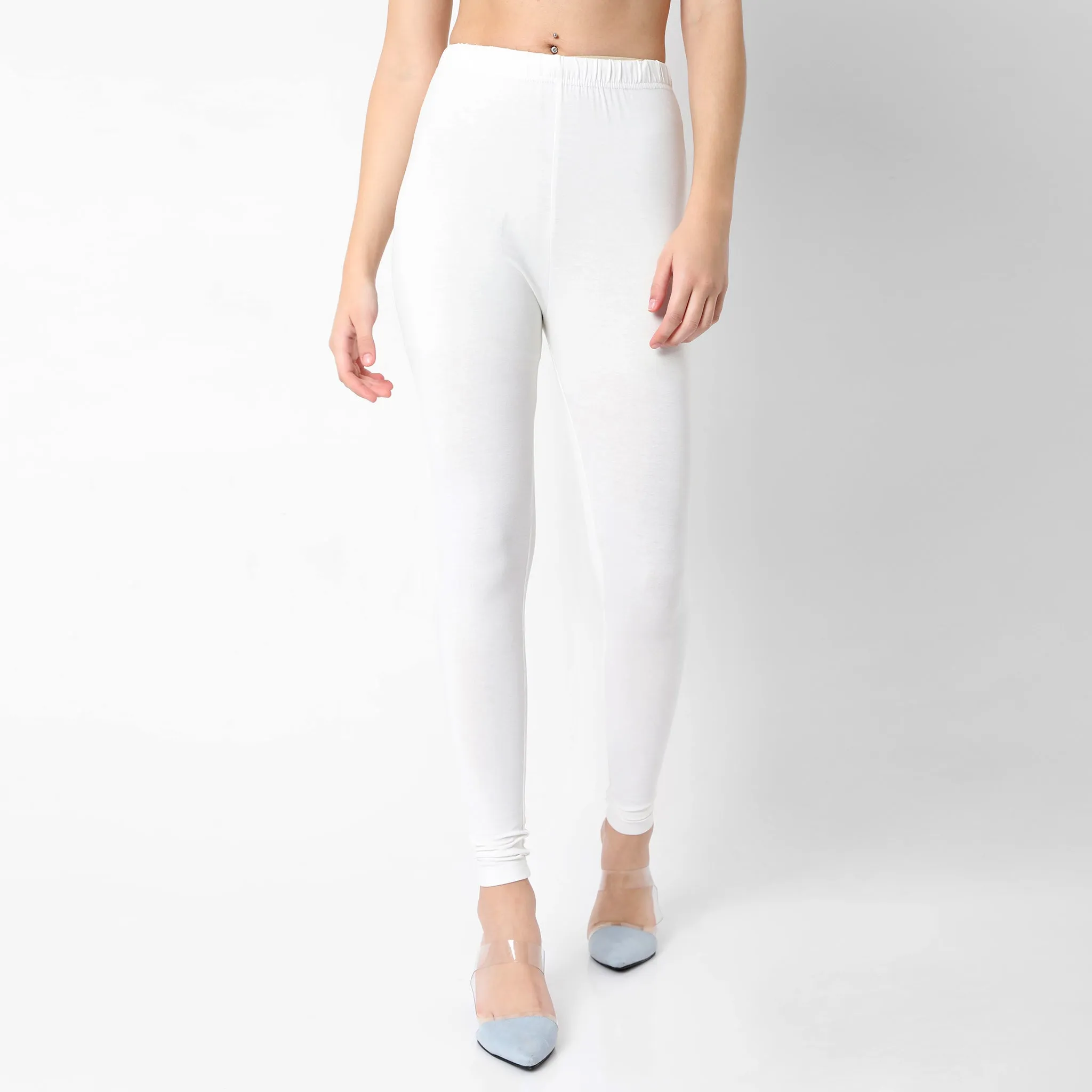 Straight Fit Solid Mid Rise Leggings