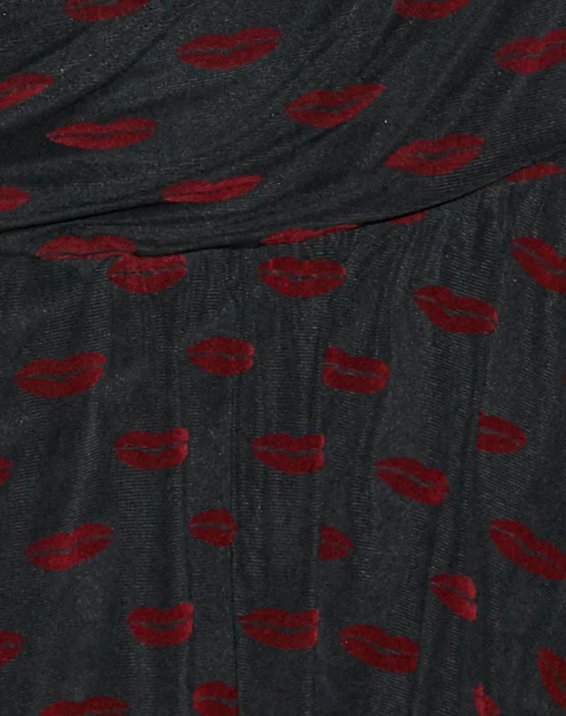 Subala Mini Skirt in Lips Flock Black