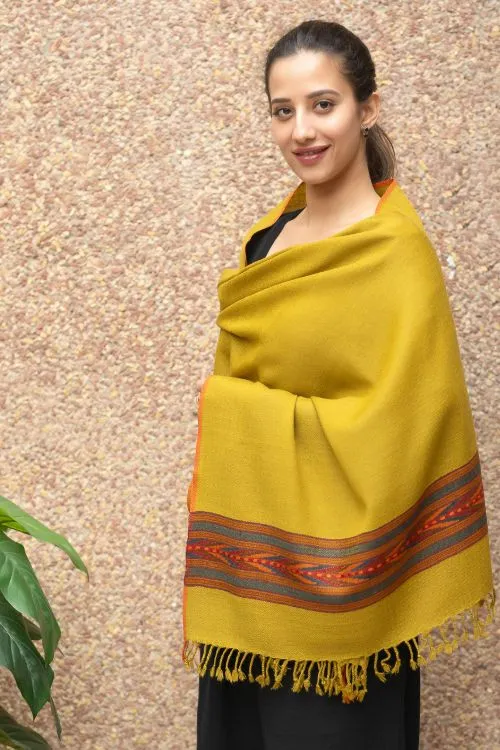 TICH Fine, Soft Himachal Wool Stole - Warm Mustard