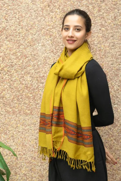 TICH Fine, Soft Himachal Wool Stole - Warm Mustard