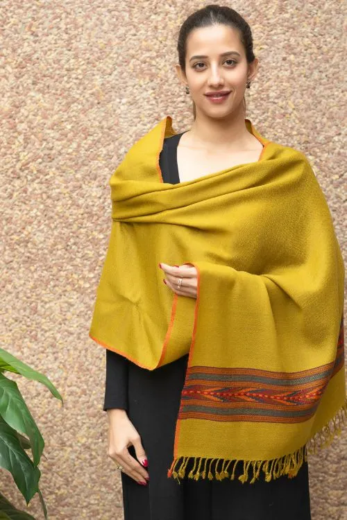 TICH Fine, Soft Himachal Wool Stole - Warm Mustard