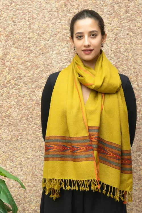 TICH Fine, Soft Himachal Wool Stole - Warm Mustard