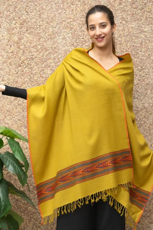 TICH Fine, Soft Himachal Wool Stole - Warm Mustard