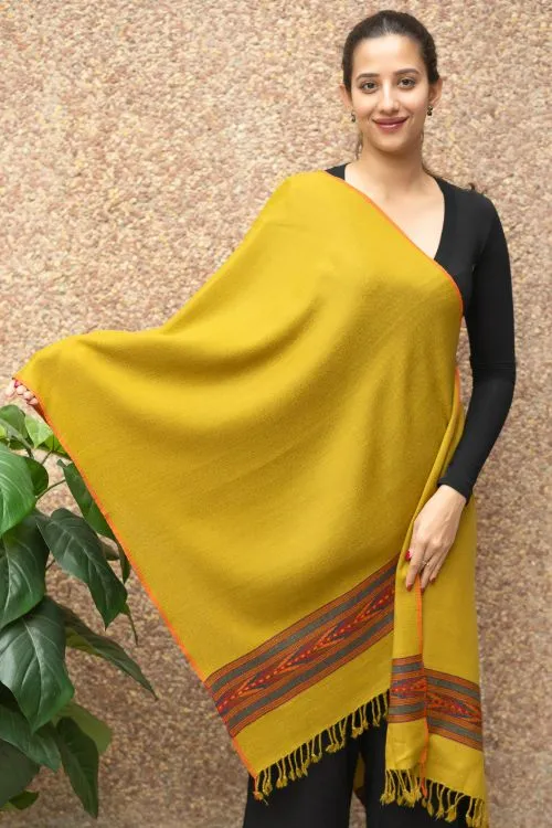 TICH Fine, Soft Himachal Wool Stole - Warm Mustard