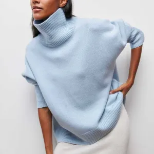 Vanessa - Women's Oversized Cotton Turtleneck Sweater