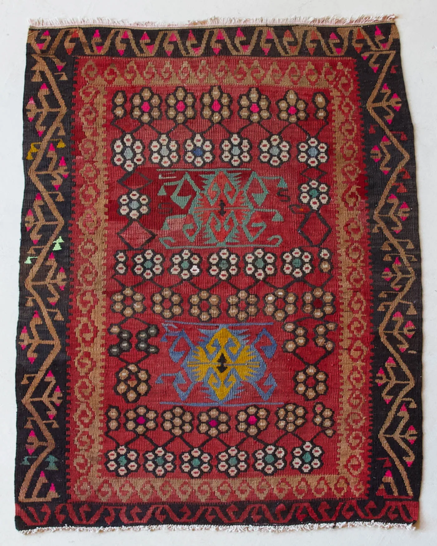 Vintage Kayseri Avsar Kilim Rug 3'5"x4'8"