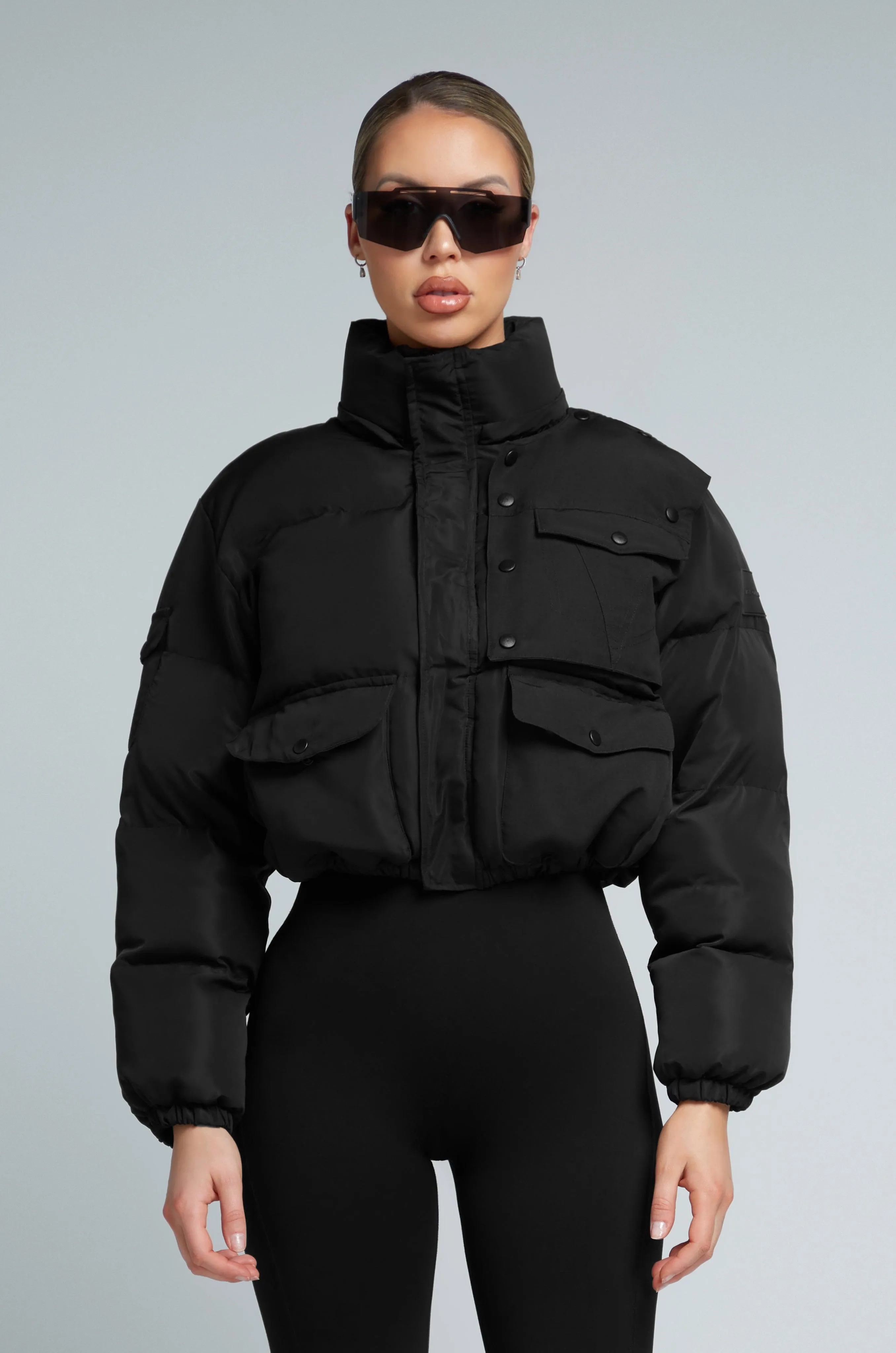 W23/24 KG Cropped Puffer Jacket - Black