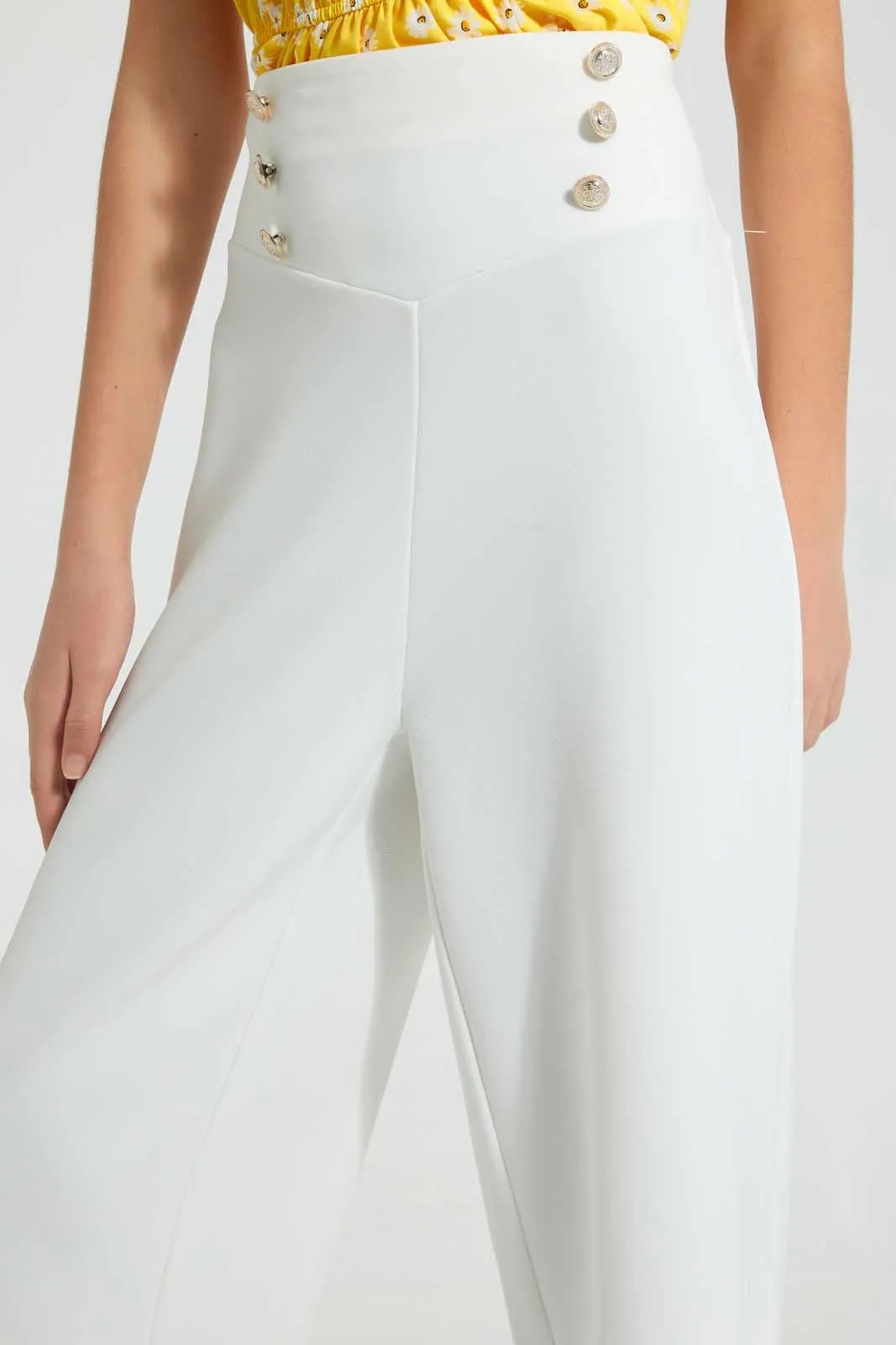 White High Waist Trouser