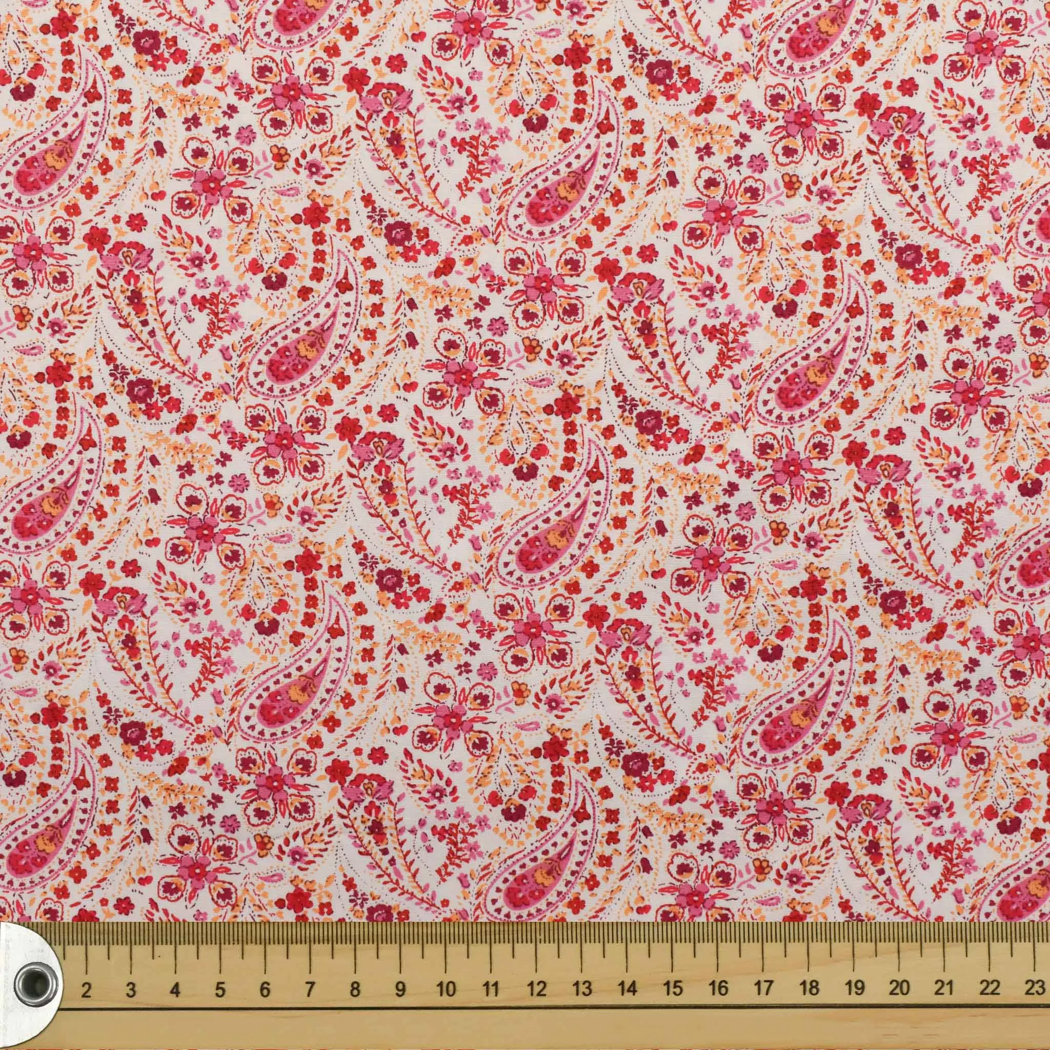 White Medium Paisley Cotton Print