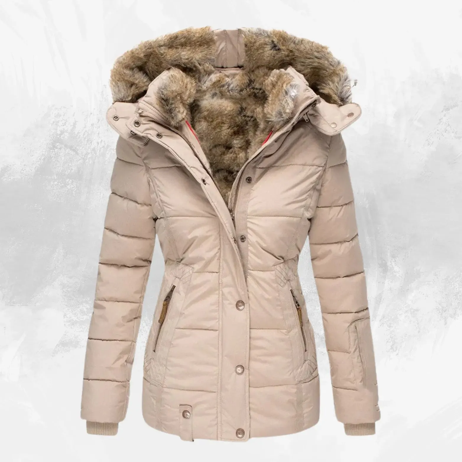 Winter Puffer Jacket with Faux Fur