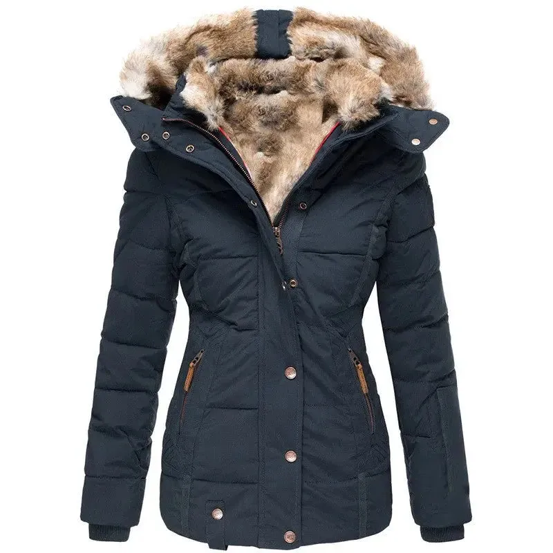 Winter Puffer Jacket with Faux Fur