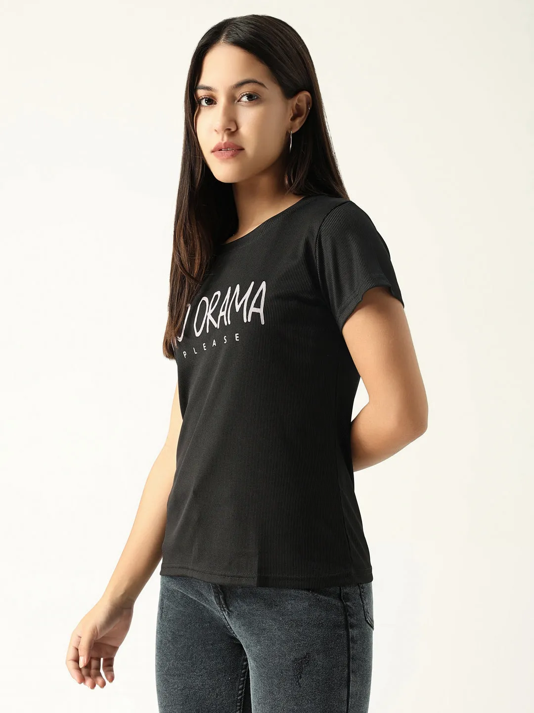 Women Graphic Black T Shirt