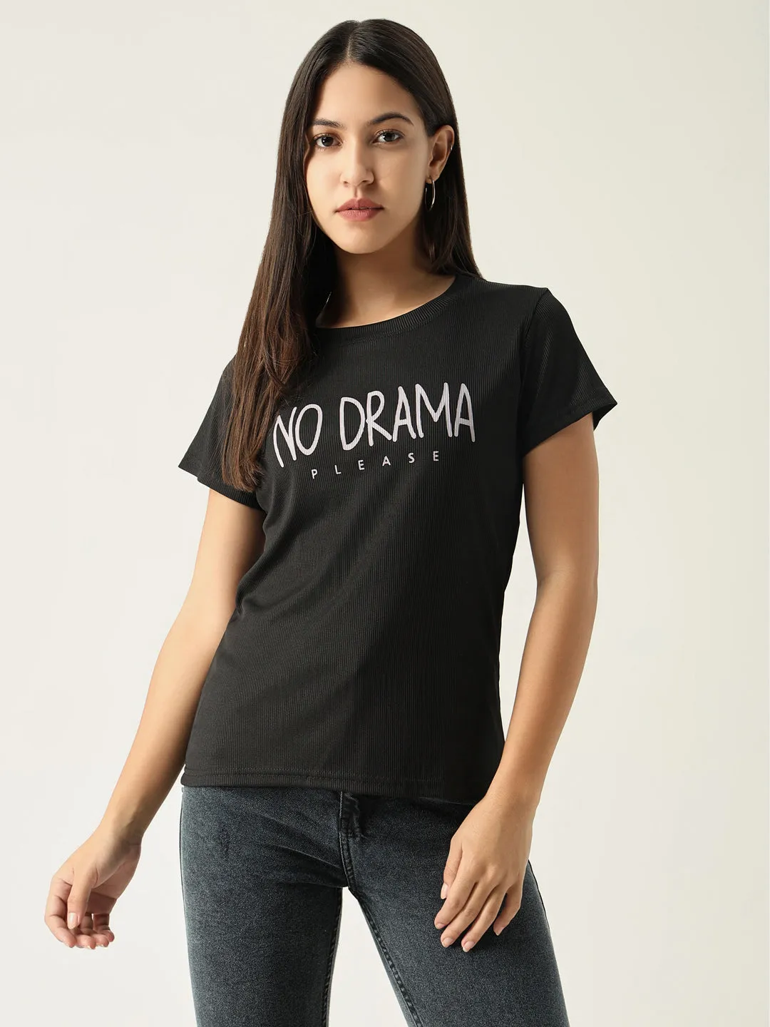 Women Graphic Black T Shirt