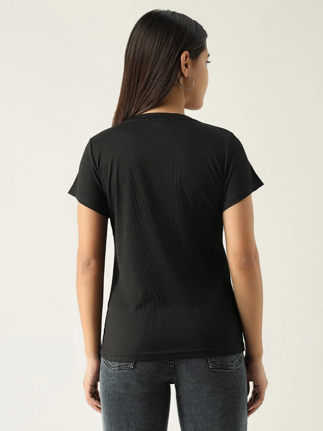 Women Graphic Black T Shirt