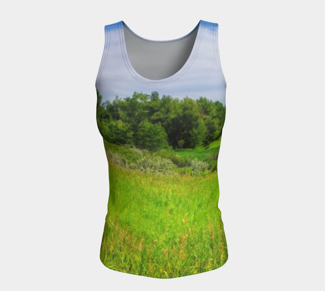 Women's All-Over Fitted Regular Tank Top - Fish Creek Park Votier's Flats Meadow