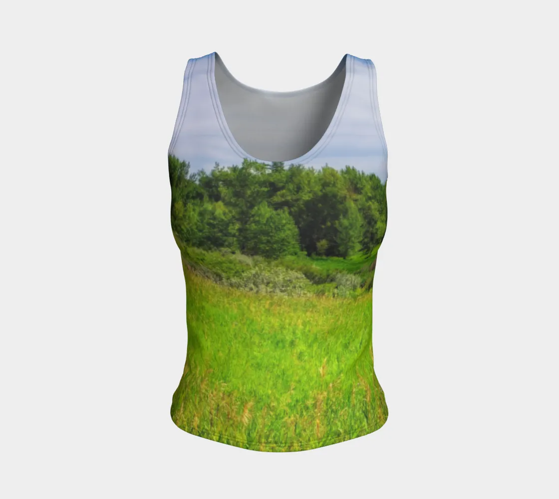 Women's All-Over Fitted Regular Tank Top - Fish Creek Park Votier's Flats Meadow