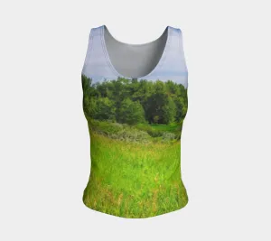 Women's All-Over Fitted Regular Tank Top - Fish Creek Park Votier's Flats Meadow