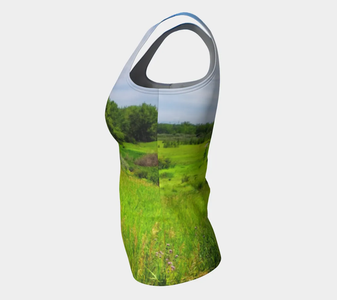 Women's All-Over Fitted Regular Tank Top - Fish Creek Park Votier's Flats Meadow