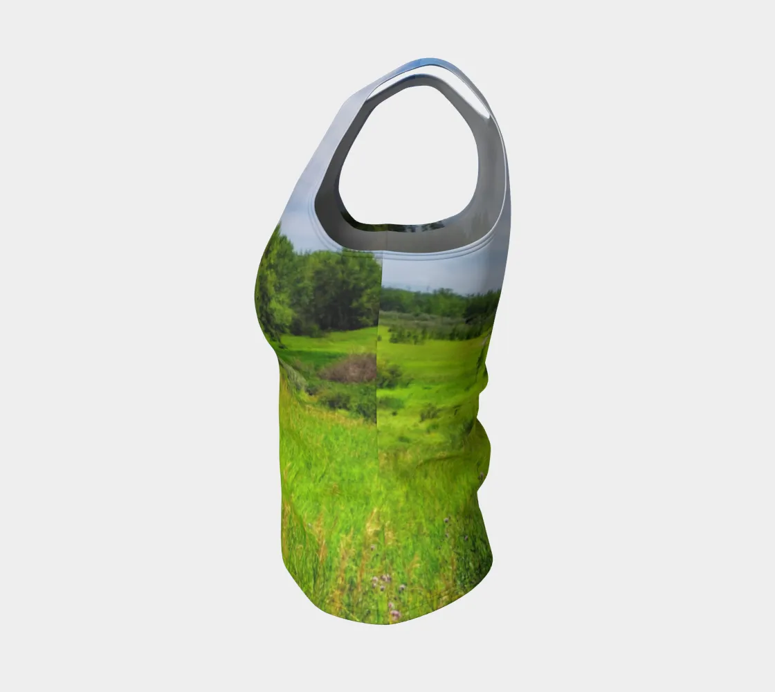 Women's All-Over Fitted Regular Tank Top - Fish Creek Park Votier's Flats Meadow