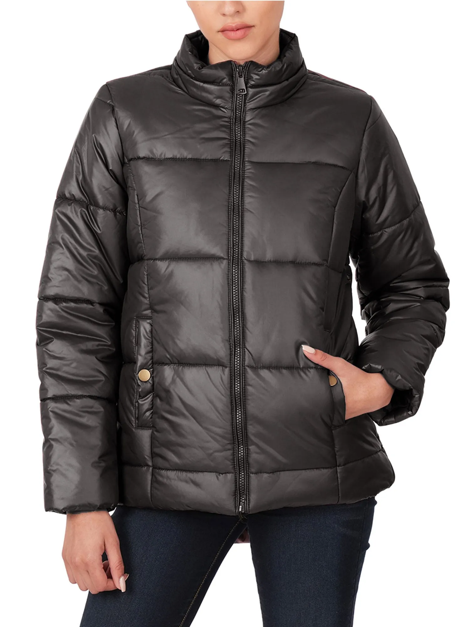 Womens Casual Puffer Jacket with Pockets