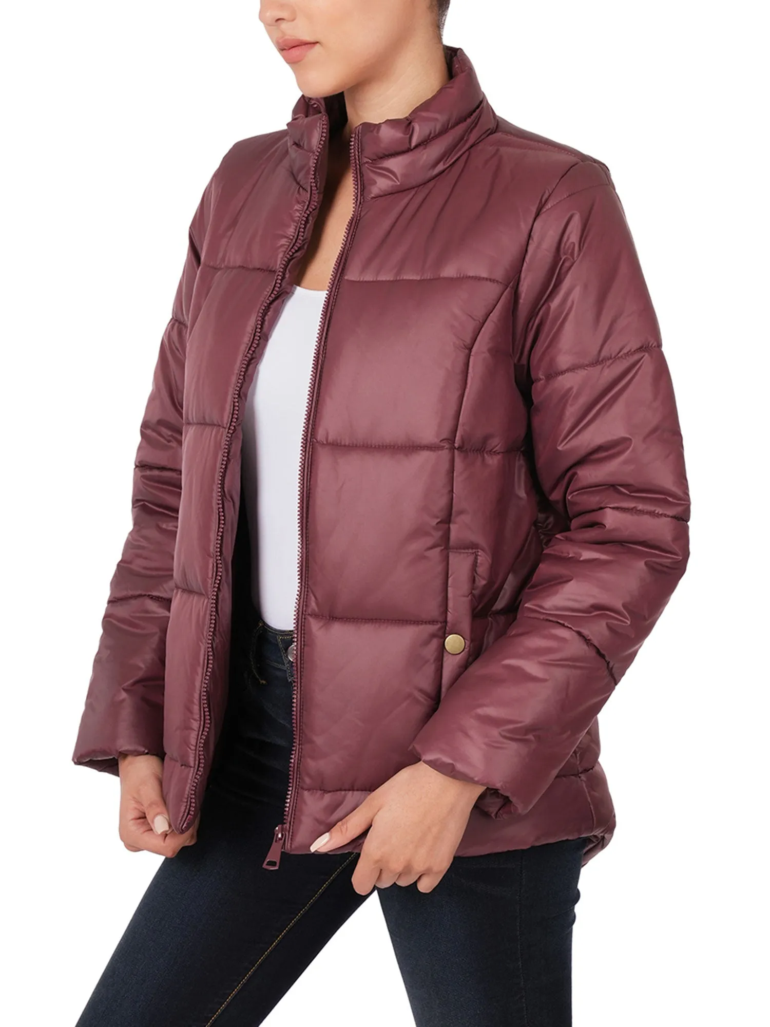 Womens Casual Puffer Jacket with Pockets