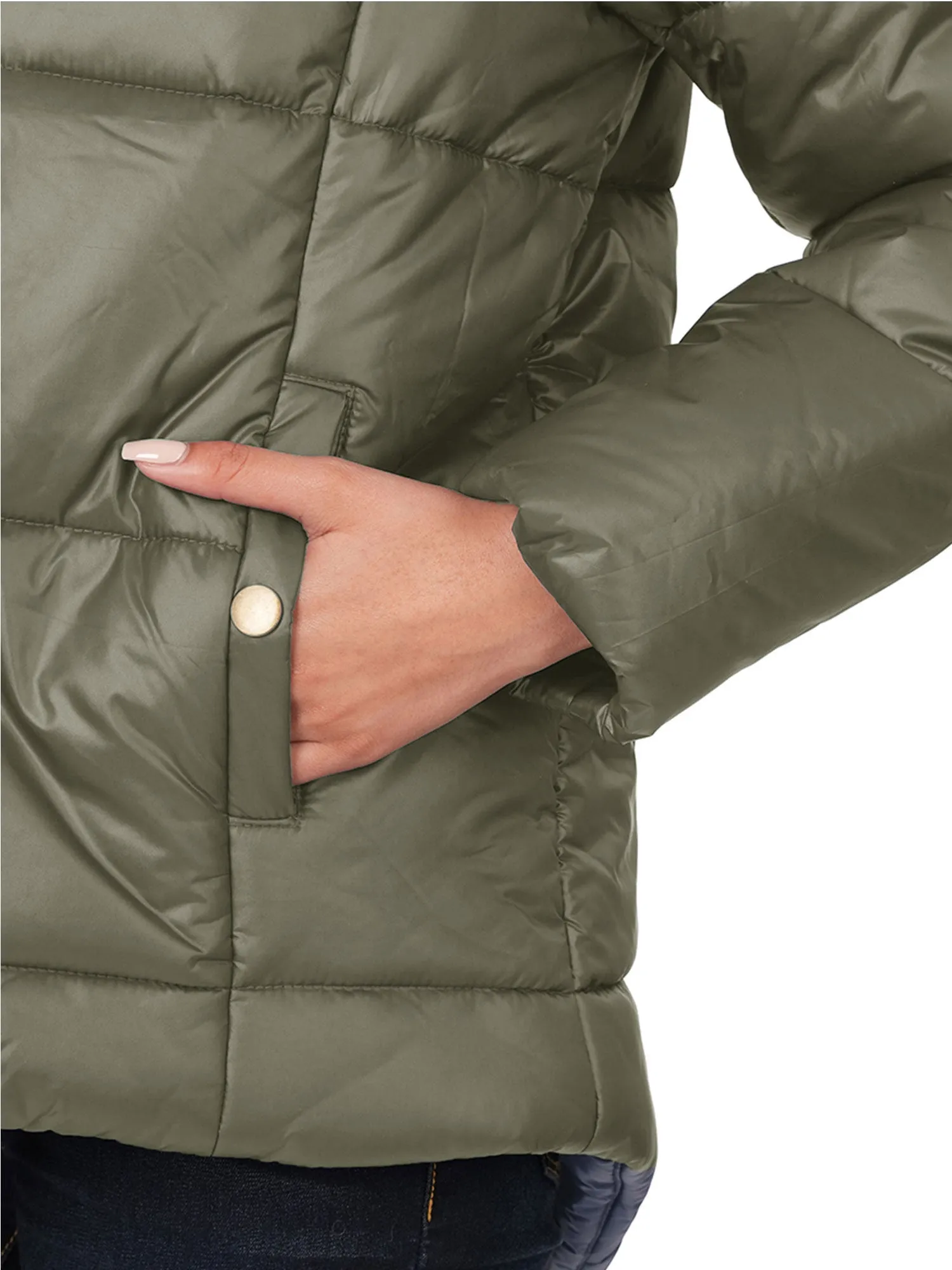 Womens Casual Puffer Jacket with Pockets