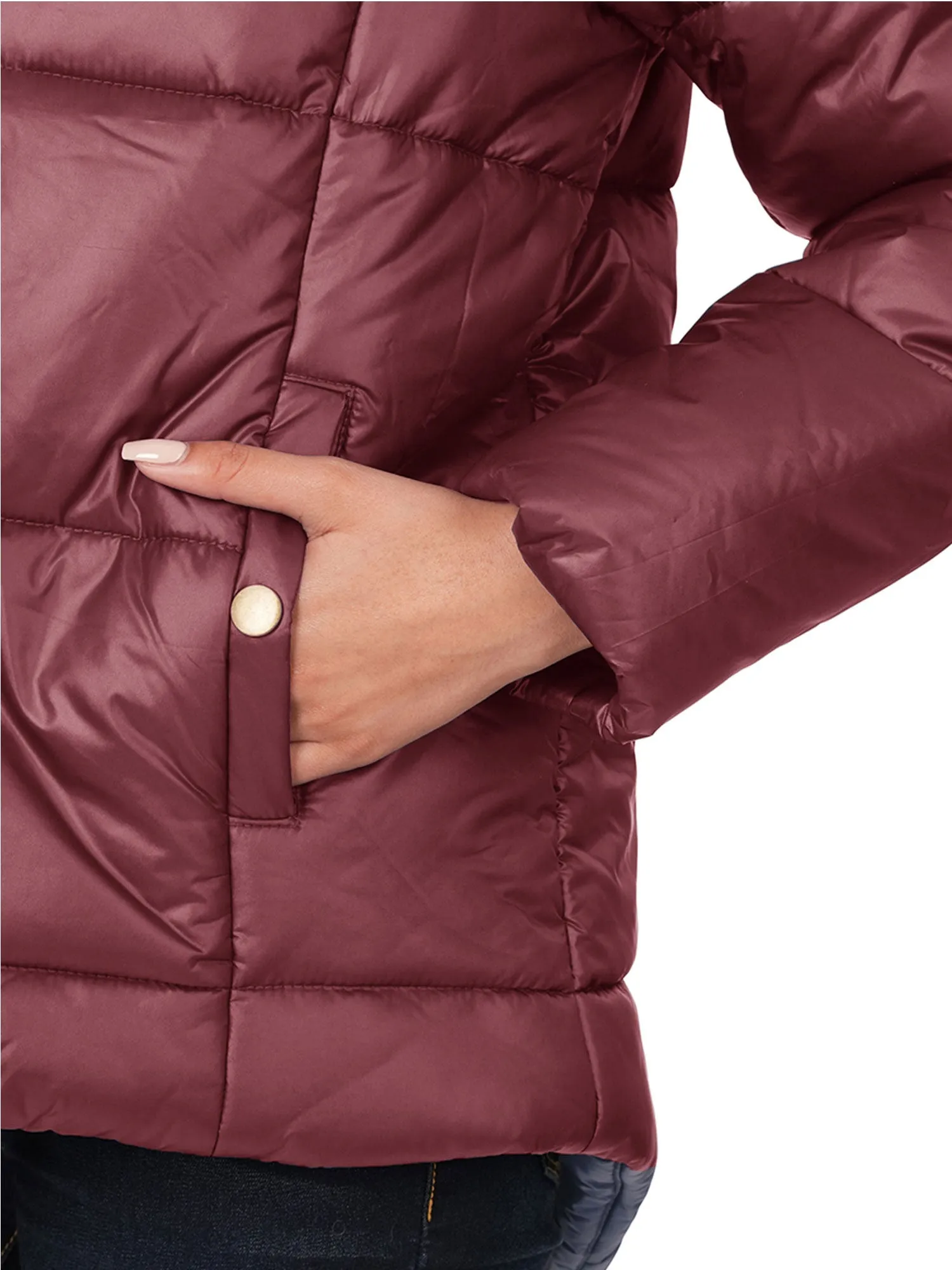 Womens Casual Puffer Jacket with Pockets