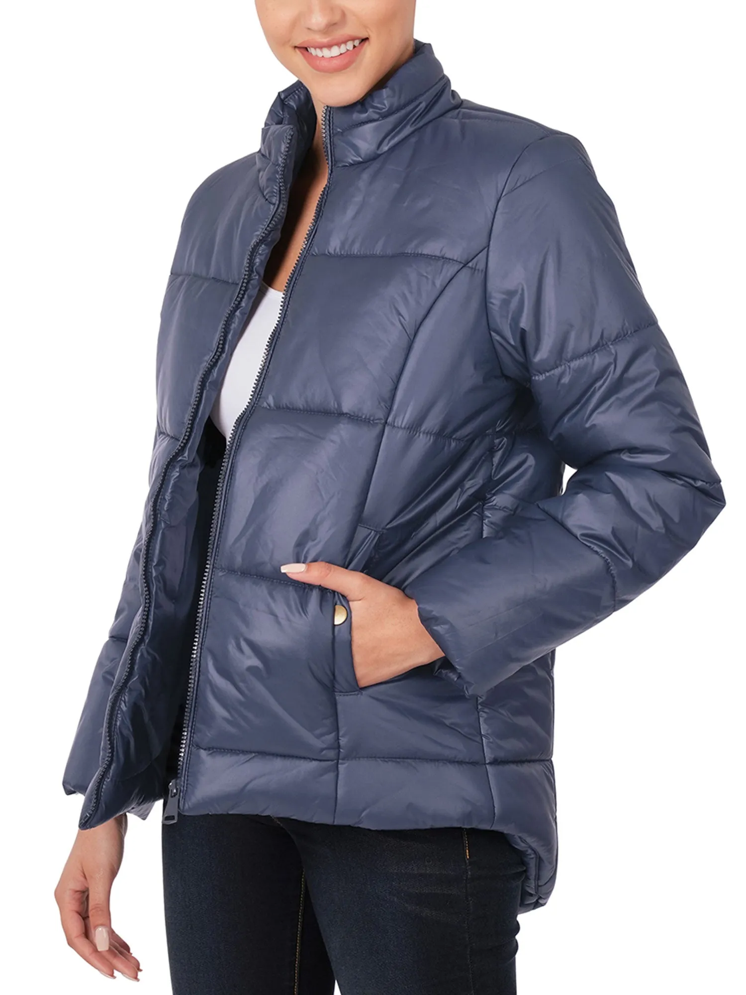 Womens Casual Puffer Jacket with Pockets