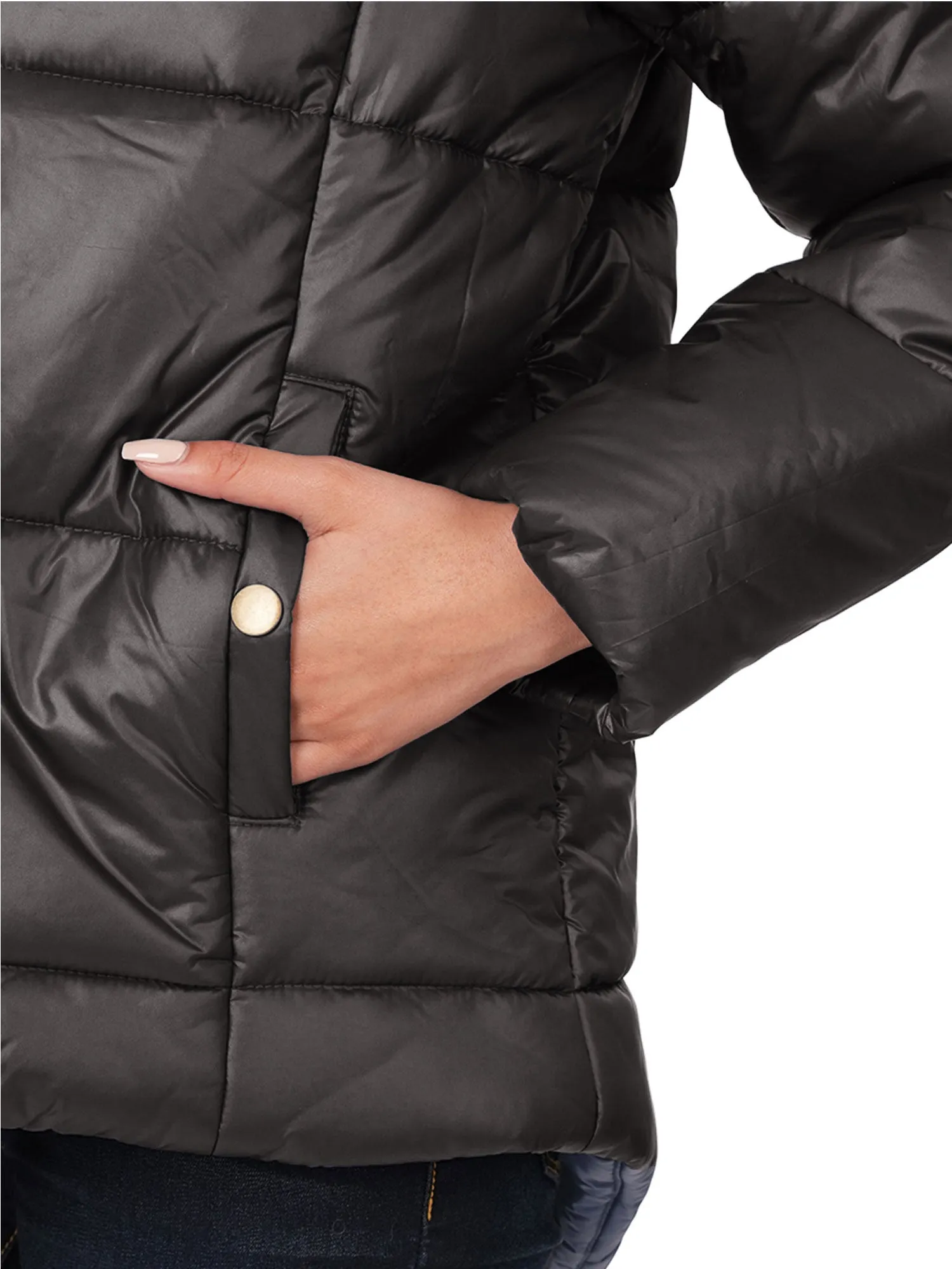 Womens Casual Puffer Jacket with Pockets