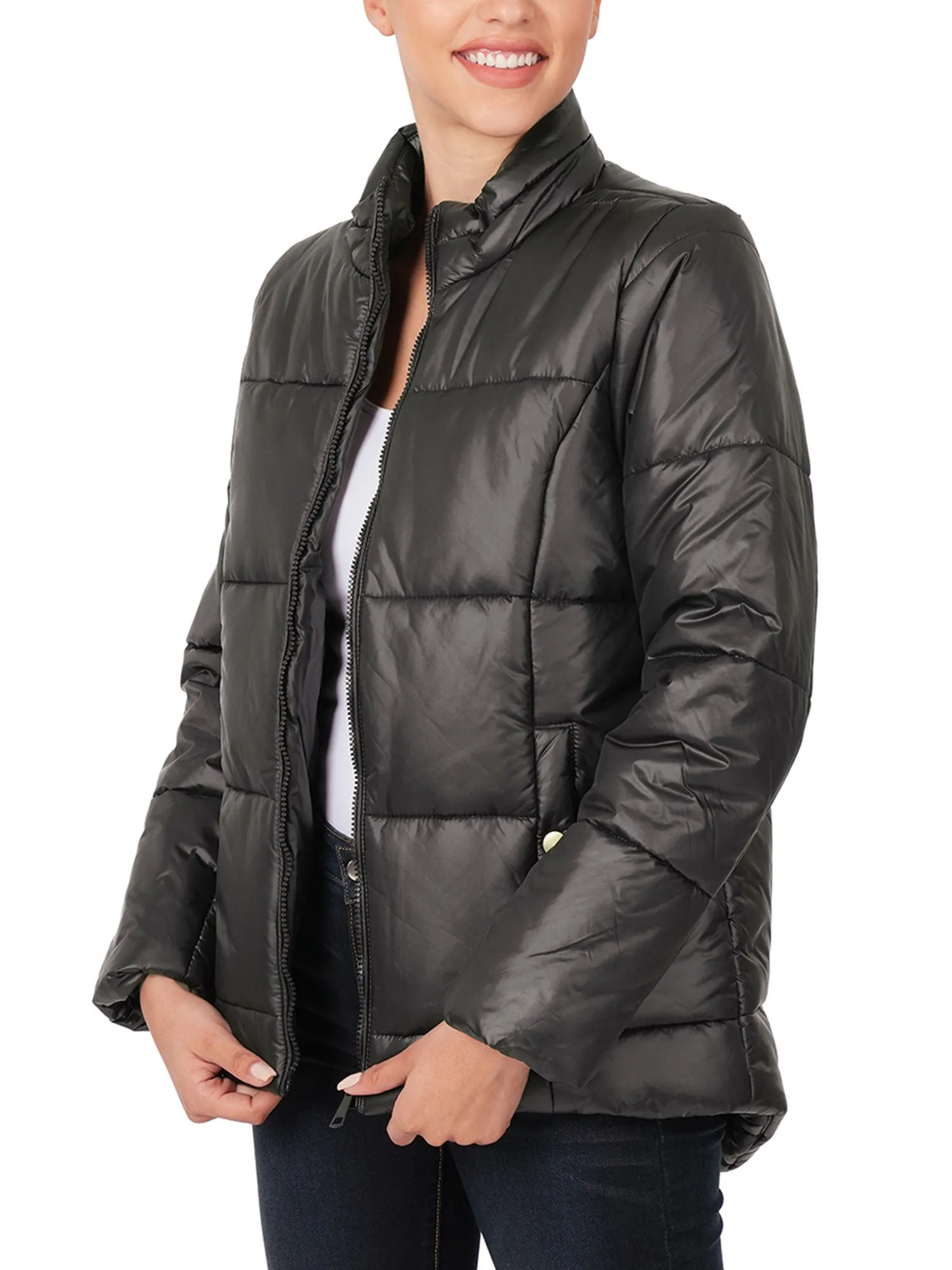 Womens Casual Puffer Jacket with Pockets