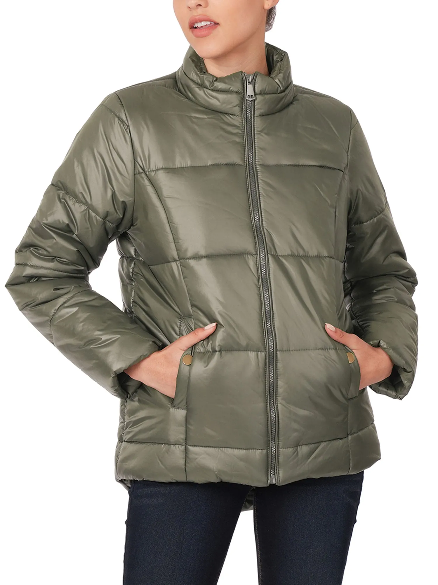 Womens Casual Puffer Jacket with Pockets