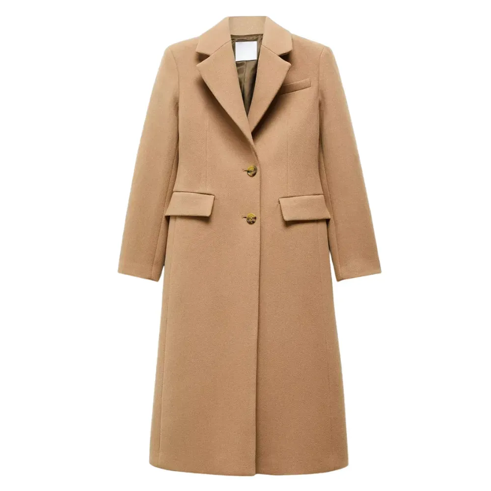 Womens Light Brown Wool Coat