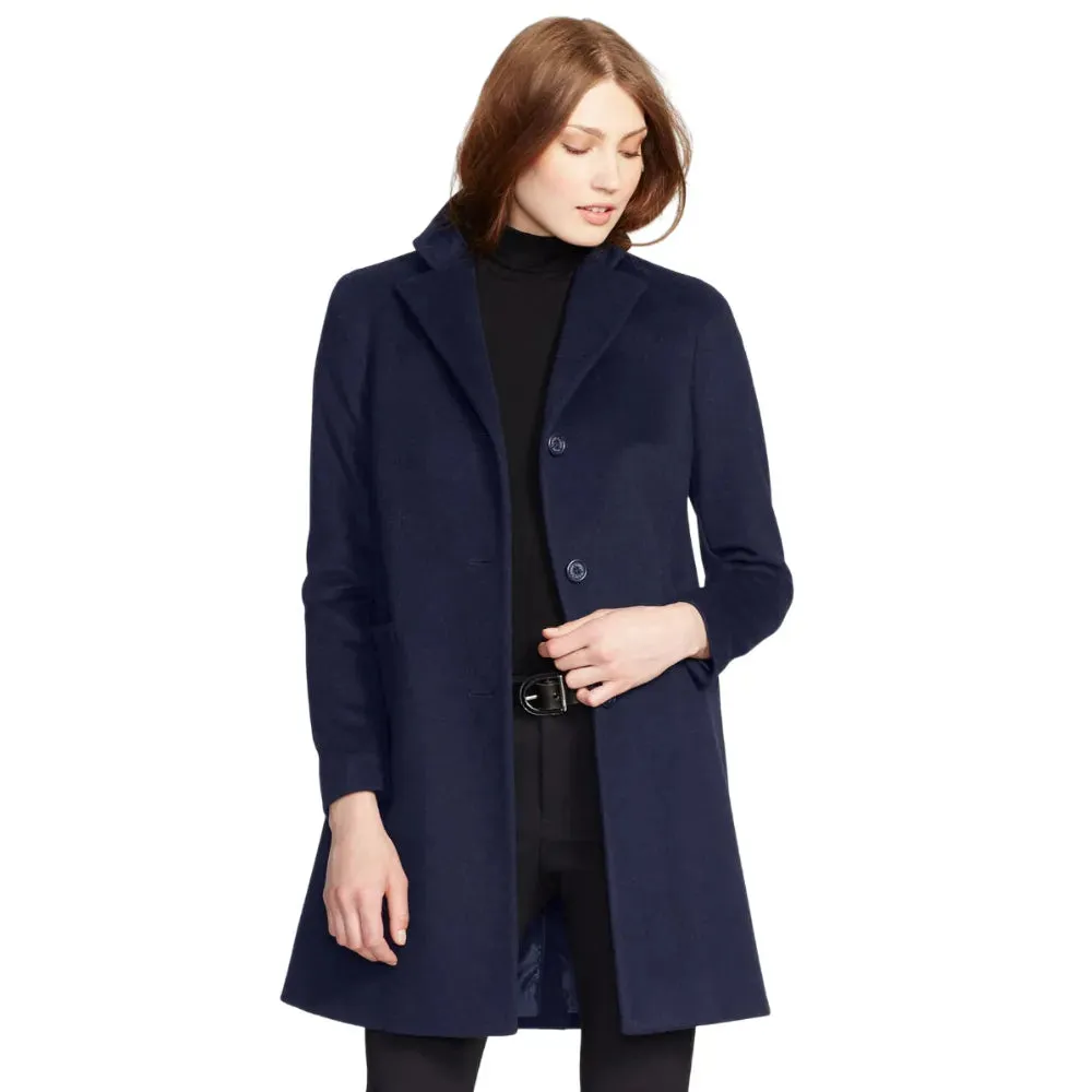 Womens Navy Wool Blend Coat