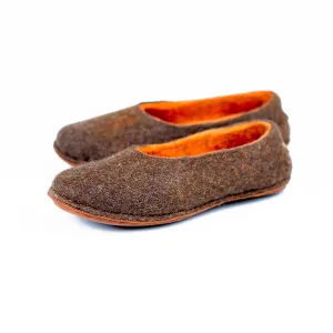 Women's Sheep & Alpaca Wool Slippers - Brown/Orange